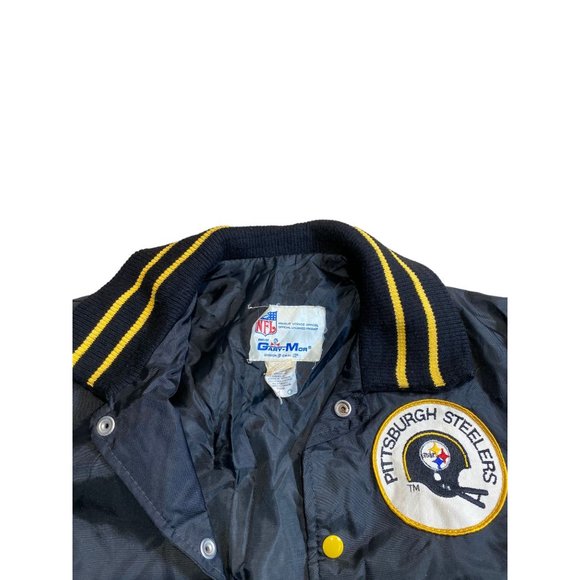 Vintage Pittsburgh Steelers Jacket Yellow Black Football Big Logo Coat - Picture 4 of 5
